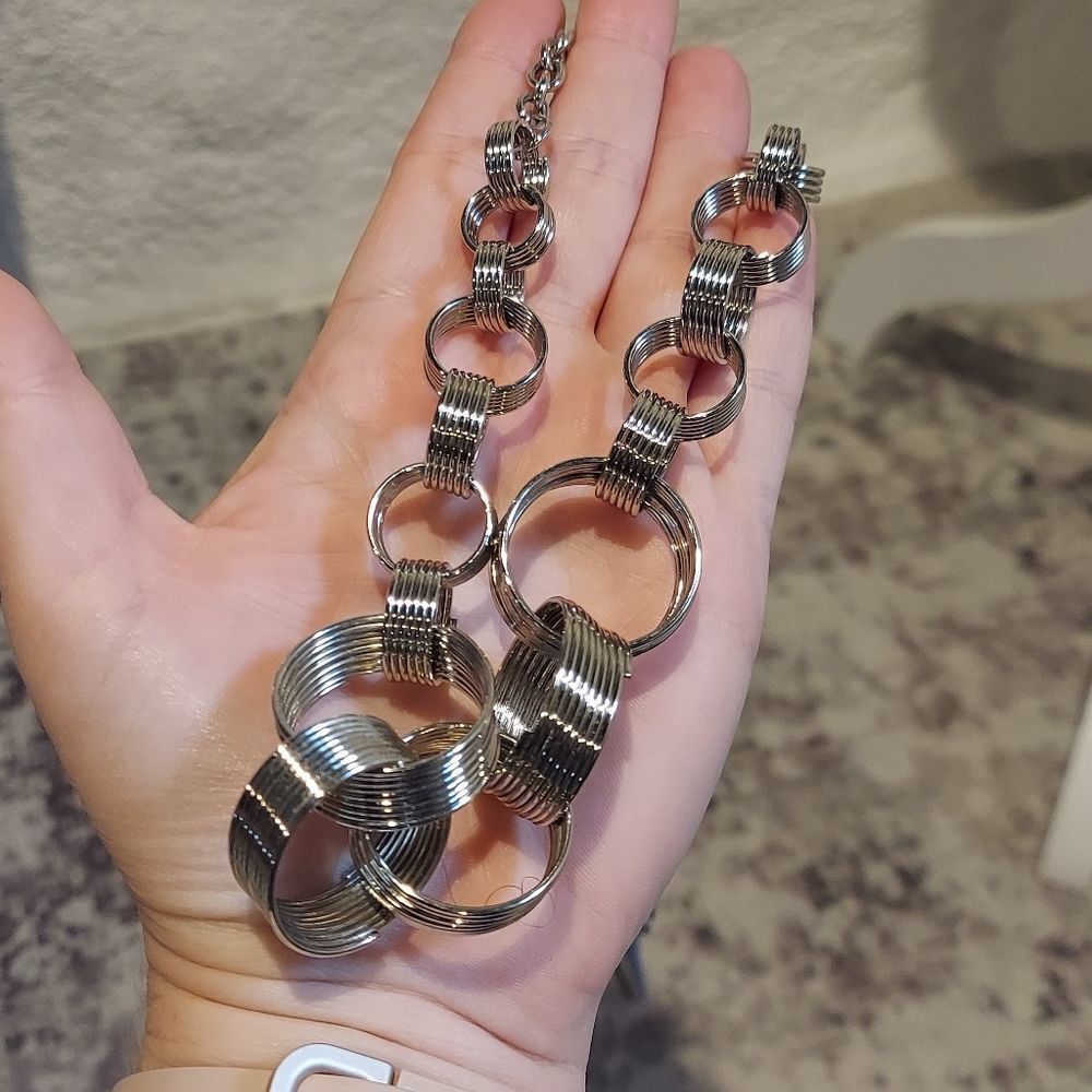 Silver Multi Circle Necklace - image 4